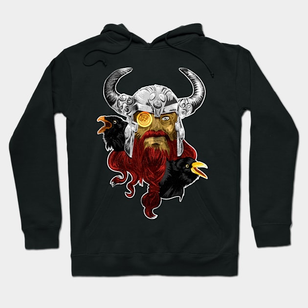 Odin With Huginn and Muninn Hoodie by Dojaja